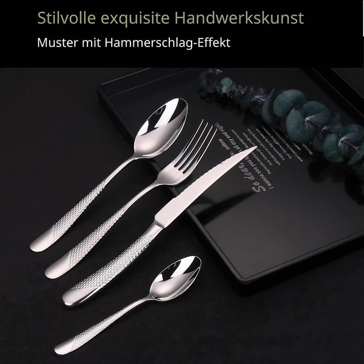 DAFFODILY® Spirit of luxury Signature Lot de 6 fourchettes à dîner Doré Steakmesser 6 teilig Silber,