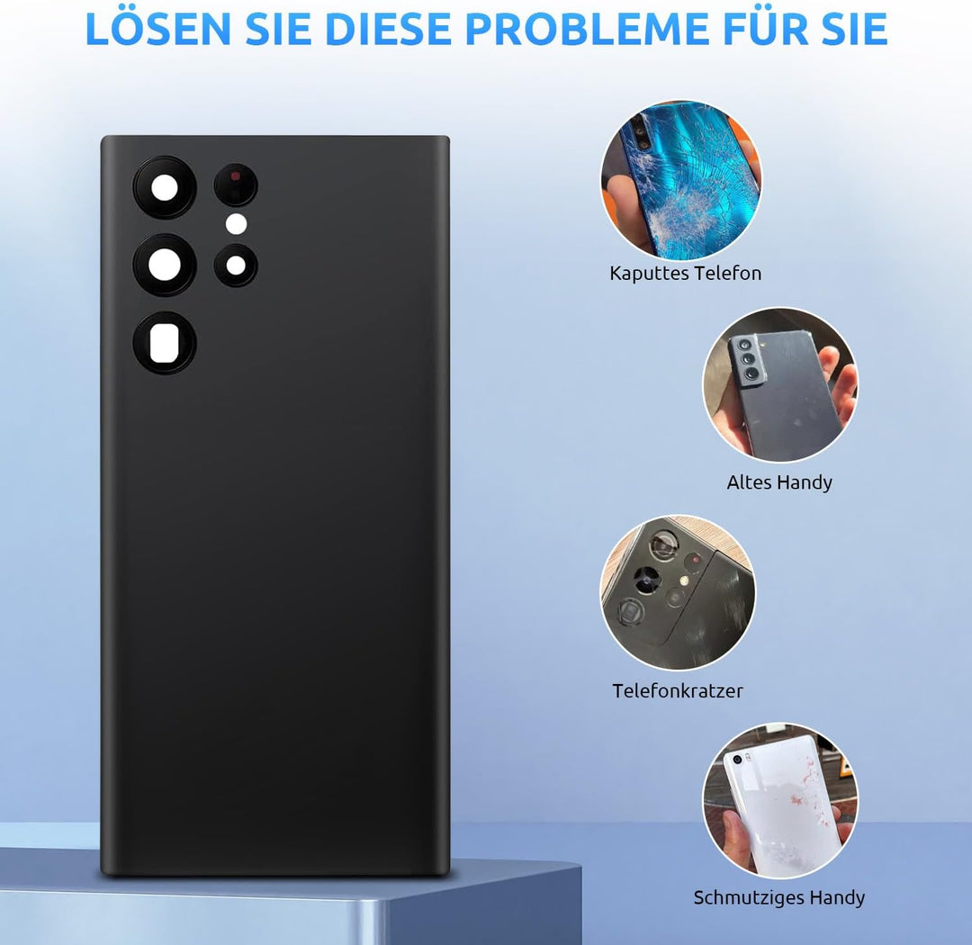 Akkudeckel für Samsung Galaxy S22 Ultra 5G S908 Rückseite Glas Original Backcover Back Glas Ersatz R