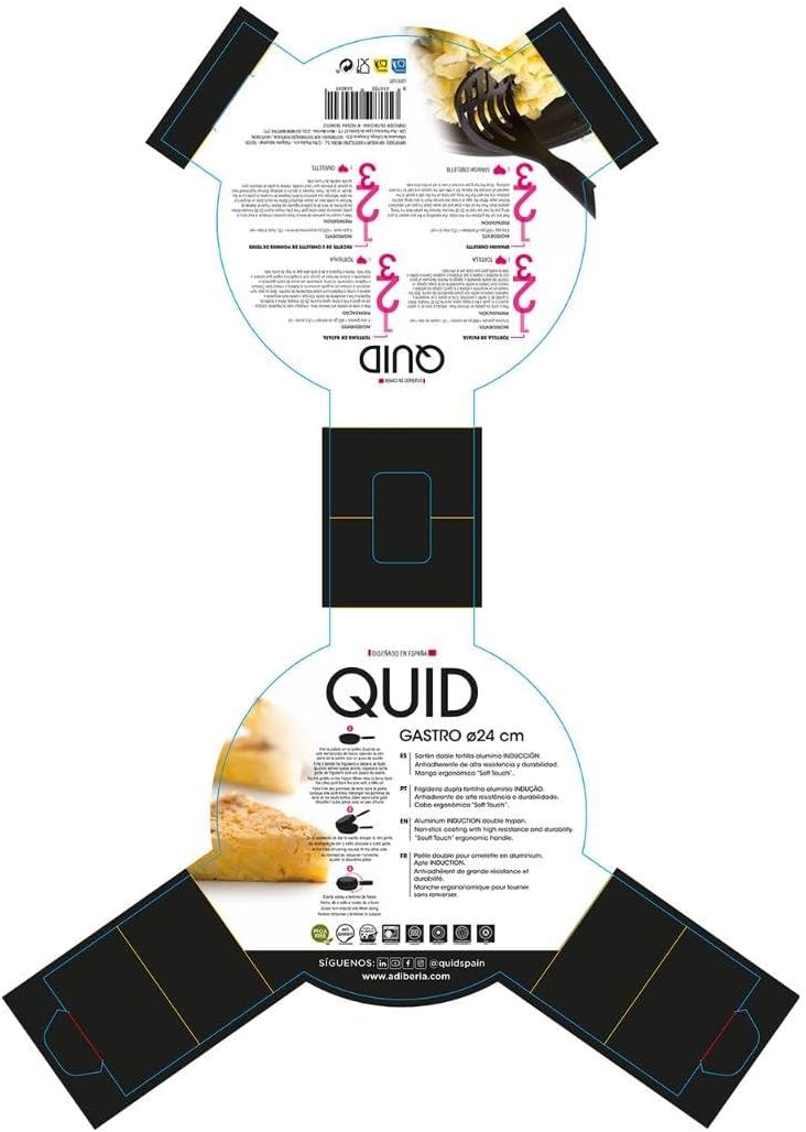Quid Gastro Fun-Omelette Pfanne, Aluminium, schwarz, 24 cm 43x25x9 cm, 43x25x9 cm