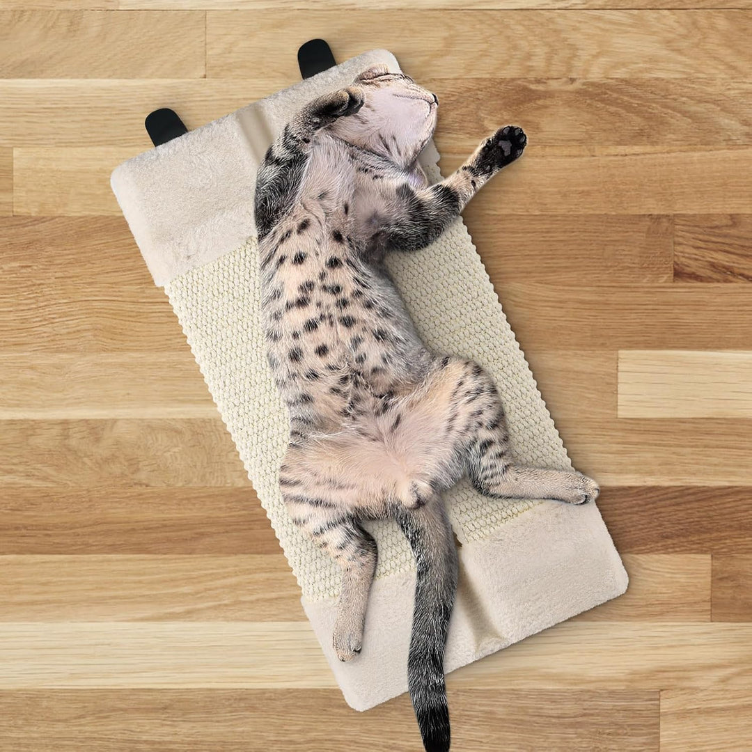 Katzenkratzmatte Kratzbrett aus Sisal und Massivholz – langlebige Kratzmatte für Katzen, Robustes Kr