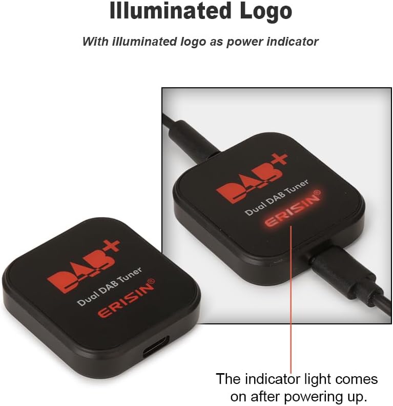 erisin DAB+ Box Antenne Digital Radio Adapter Verstärker für Autoradio Android 8.0/9.0/10.0 und höhe