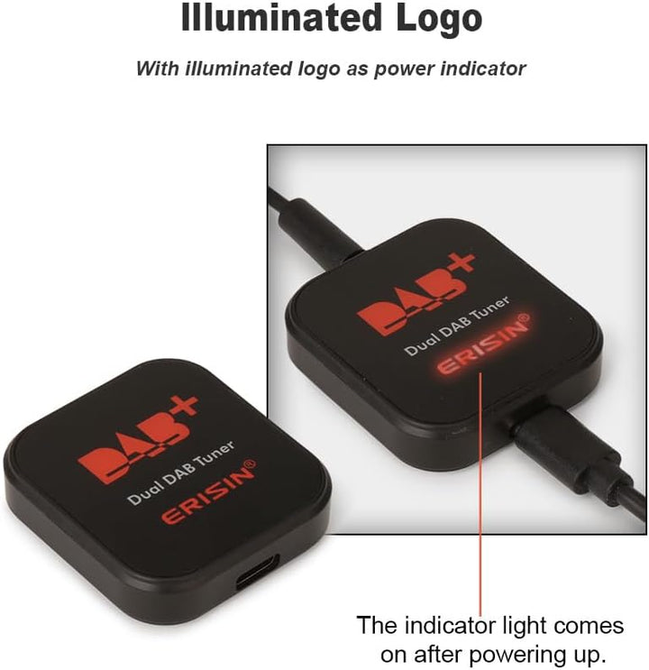 erisin DAB+ Box Antenne Digital Radio Adapter Verstärker für Autoradio Android 8.0/9.0/10.0 und höhe