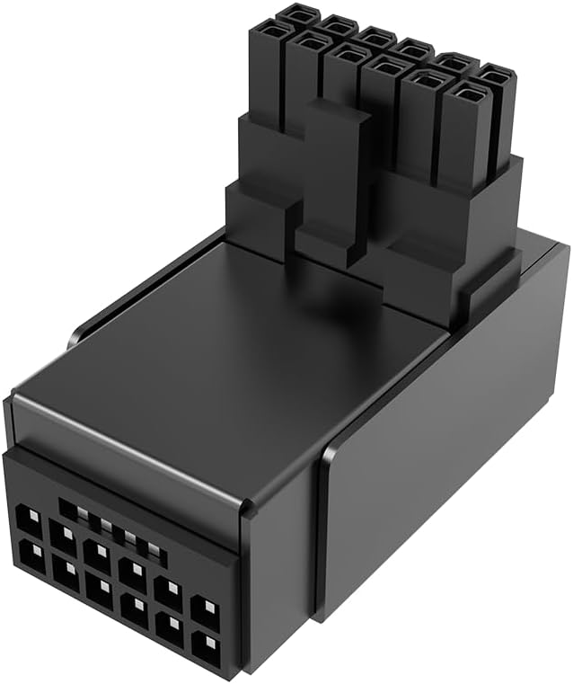 Akasa 90 Degree 12V-2X6 Adapter 12+4-Pin to 12+4-Pin Male to Female Connector, Aluminium Shell, Maxi