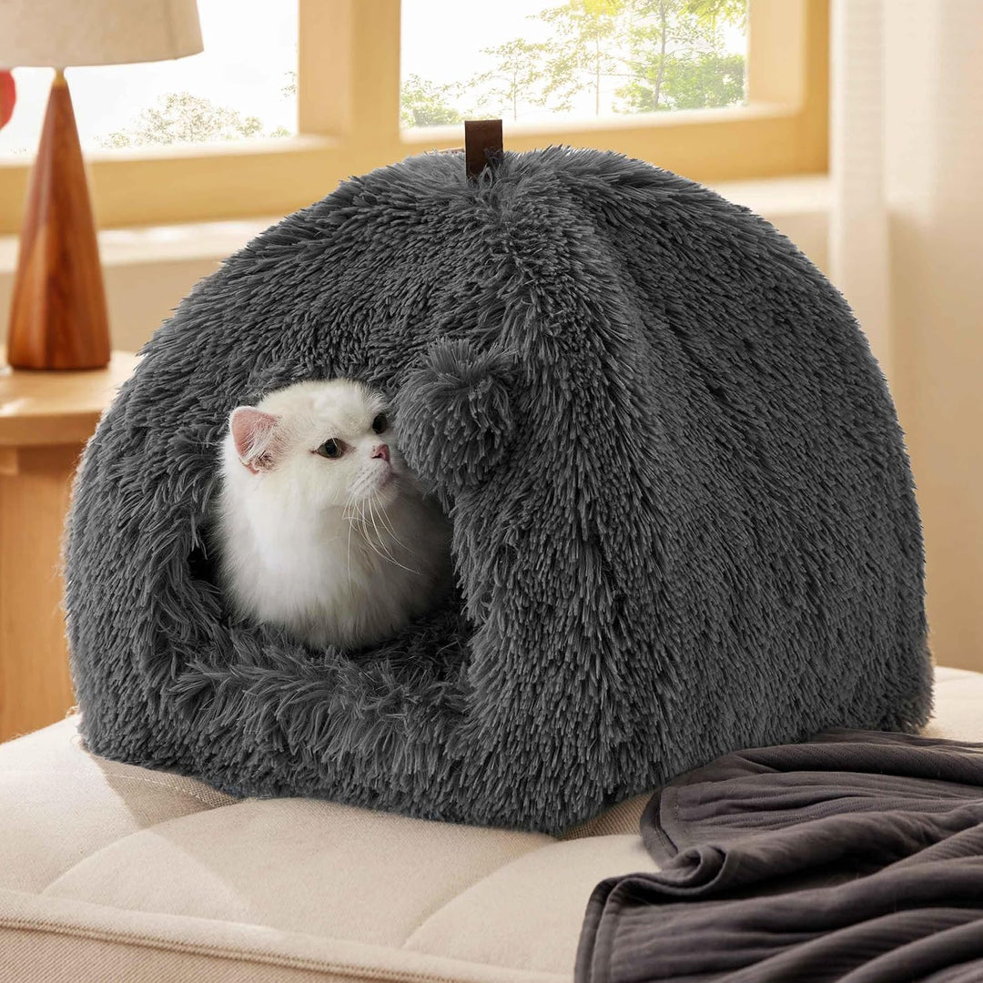 BEDSURE Katzenbett grosse Katzen Katzenhöhle- 40x40x40 cm Plüsch Katzenhaus Indoor mit abnehmbarem K