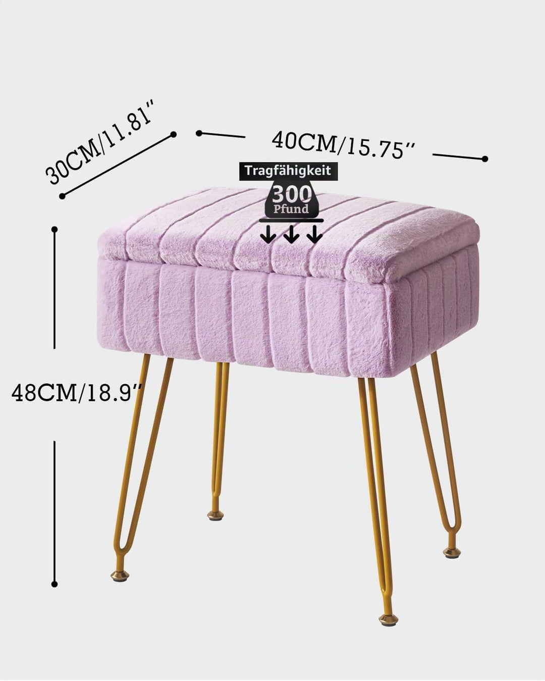 IBUYKE Samt Hocker Stuhl mit Stauraum, Fussstütze Fusshocker Ottoman, Kleiner Beistelltisch, mit 4-M