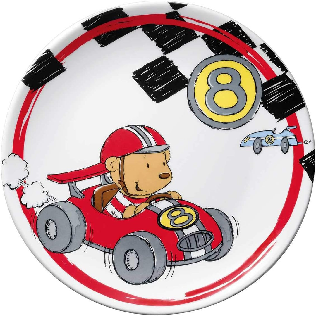 Puresigns QUICK Kindergeschirr Set 3-teilig – Rennfahrer Design – Teller, Tasse & Schale – Perfekt f