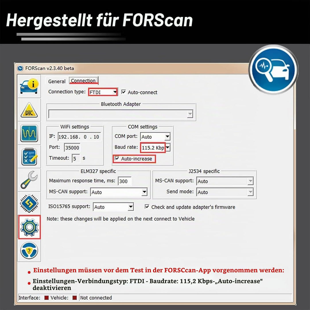 JUTA VLINKER FS OBD2 USB Adapter OBD-II Diagnosegerät für FORSscan mit HS/MS-CAN Auto Switch