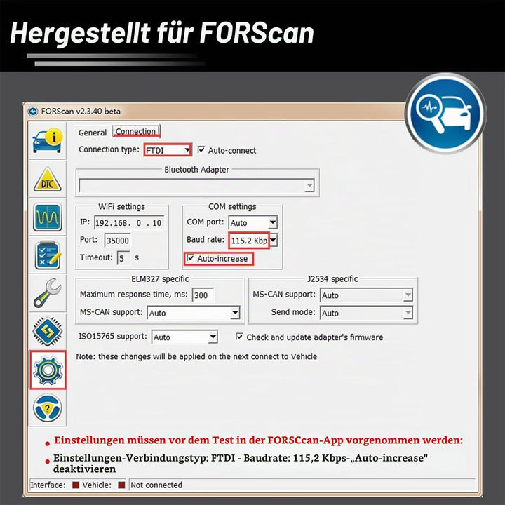 JUTA VLINKER FS OBD2 USB Adapter OBD-II Diagnosegerät für FORSscan mit HS/MS-CAN Auto Switch