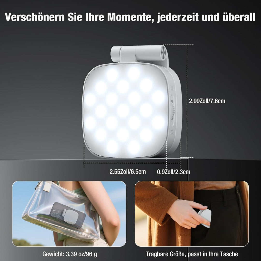 Diyife Selfie Licht, LED Magnetisches Fülllicht, 6 Beleuchtungsmodi, Handylicht 10 Helligkeitsstufen