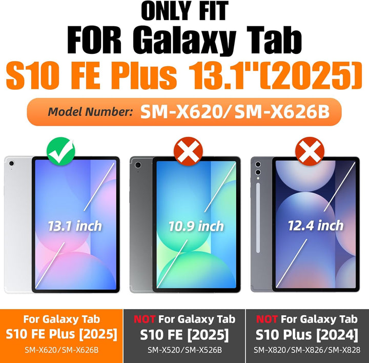 SEYMAC stock Hülle für Samsung Galaxy Tab S10 FE+ Plus 13,1 Zoll, Stossfeste Hülle mit Displayschutz