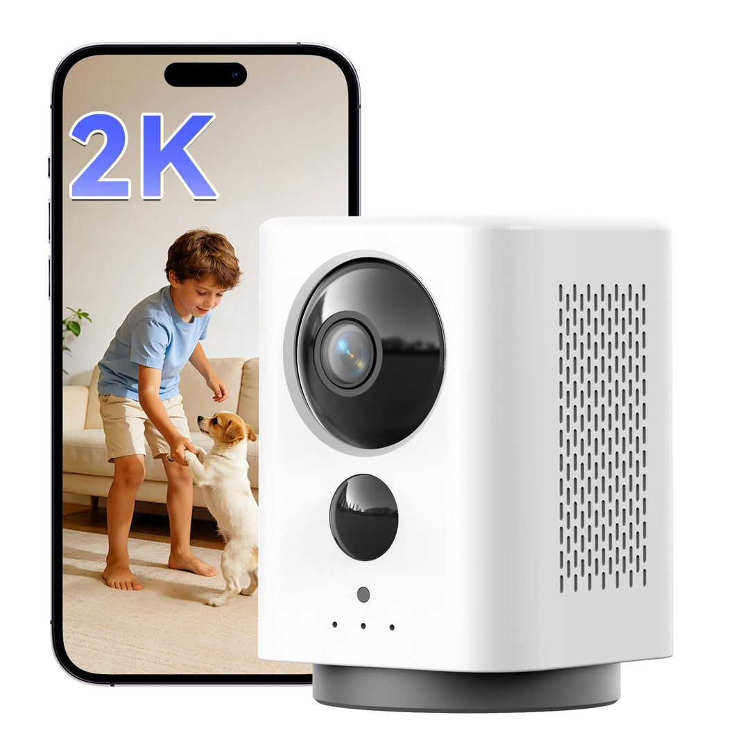2K WLAN Überwachungskamera Innen 7800mAh Akku, Indoor Kamera Kabellos | 360° PTZ, Aufladbar IP Innen