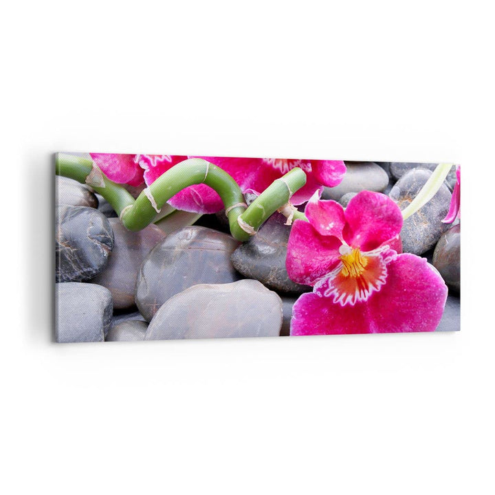 Panorama Bilder auf Leinwand 100x40cm Leinwandbild Asiatisch bambus orchidee steine Gross Wanddeko B