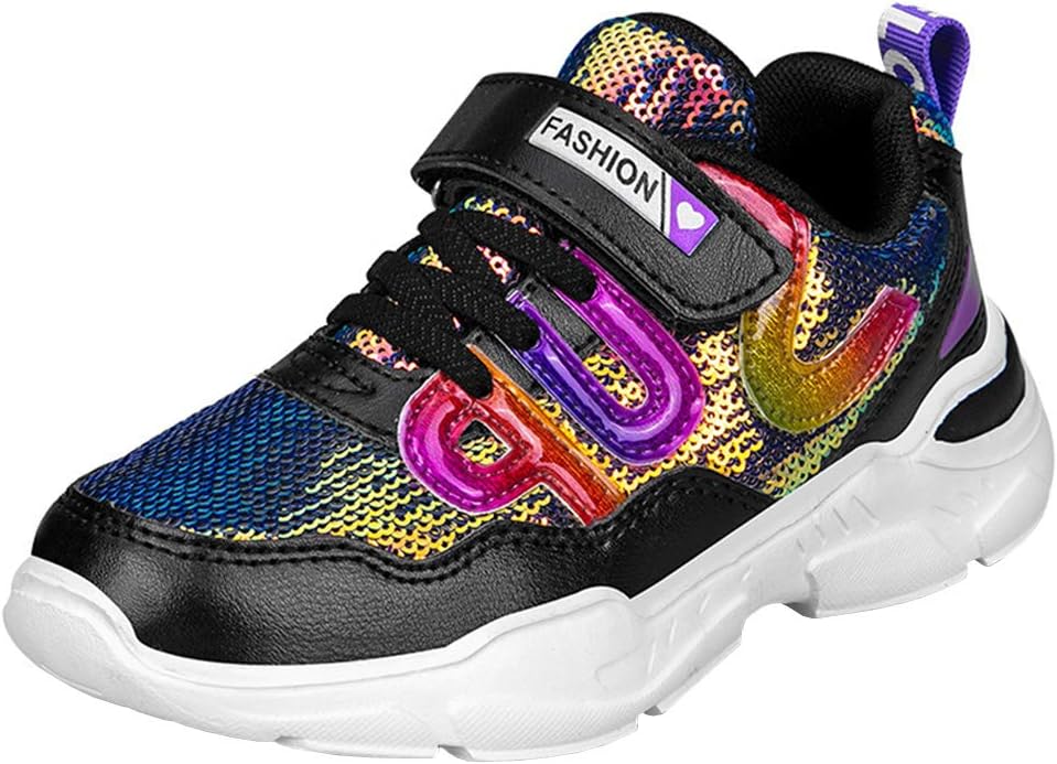 HSNA Mädchen Turnschuhe Sparkle Scales Sneaker Kinderschuhe mit Klettverschluss(28-38 EU), 26 EU Sch
