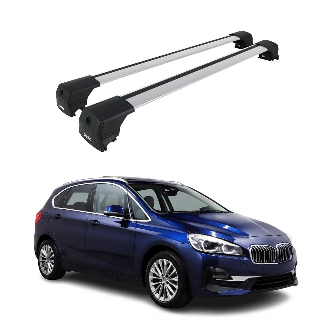 Dachträger Gepäckträger kompatibel mit BMW 2er F45 Active Tourer 2014-2023 Grundträger TÜV Silber 2X
