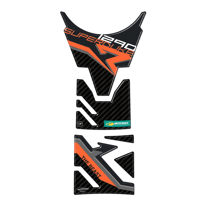 labelbike - 3D Aufkleber Tank PAD kompletter Tankschutz kompatibel mit KTM 1290 Super Duke R 2021 Mo