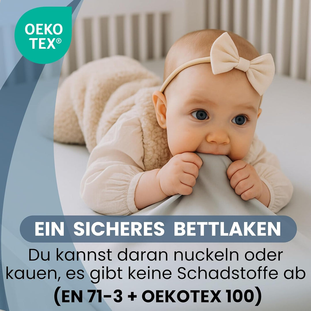 Bisoo Spannbettlaken 70x140 Baby - 2in1 Bettlaken Matratzenschoner 70 x 140 Baby Wasserdicht für Kin