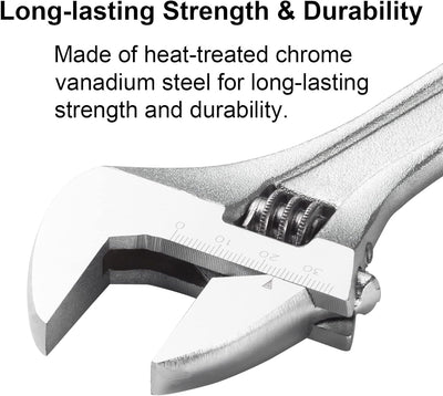 Jetech Verstellbarer Schraubenschlüssel 250 mm （10 Zoll – Profi-Rollgabelschlüssel mit breiter Backe