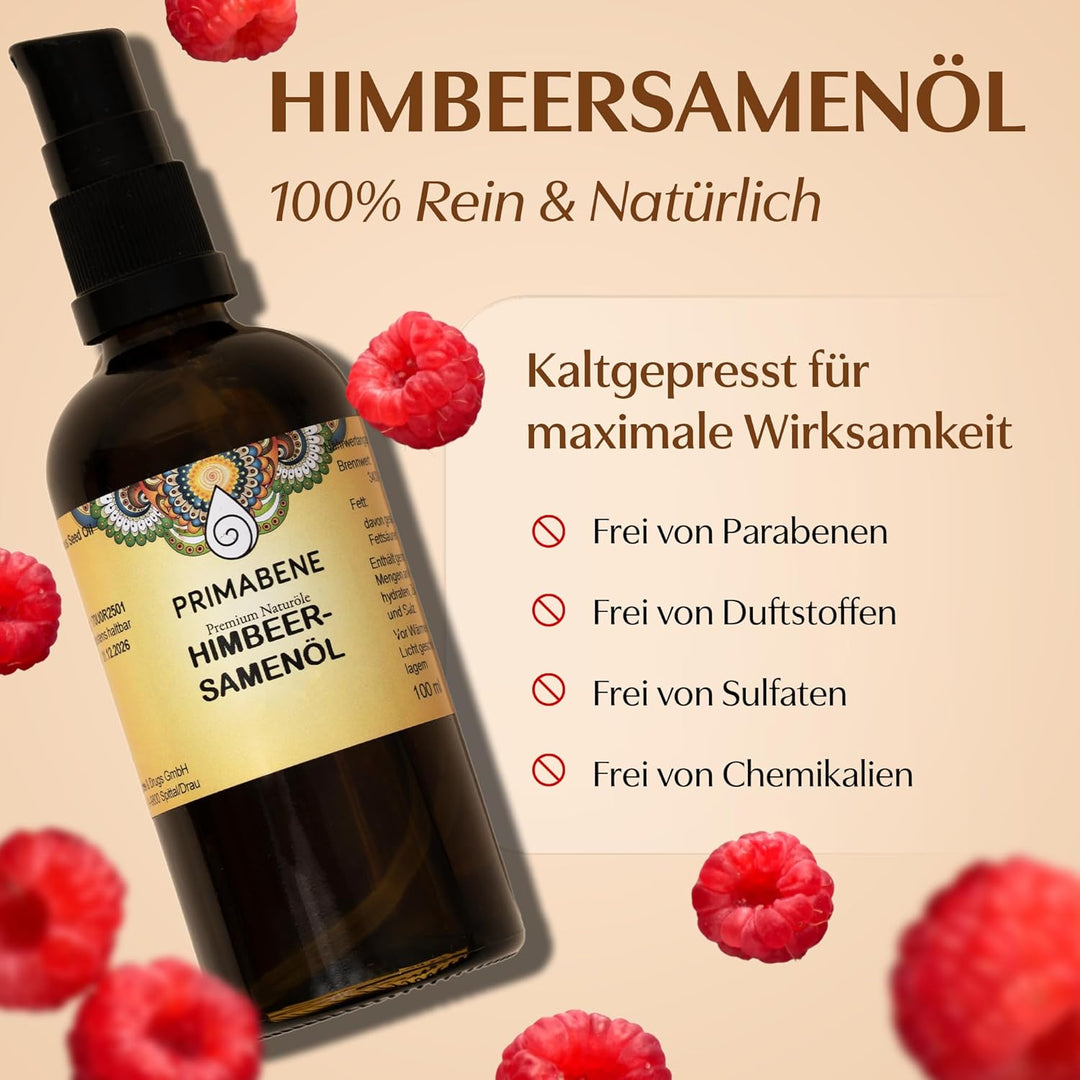 100% Himbeersamenöl - 50ml - rein &amp; kaltgepresstes Himbeersamen Öl für Hautpflege, Haarpflege &amp; Sonn