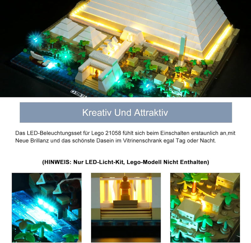 Led Licht Set für Lego Cheops Pyramide (Ohne Lego Set, Nur Lichter), Led Beleuchtungs Set für Lego 2