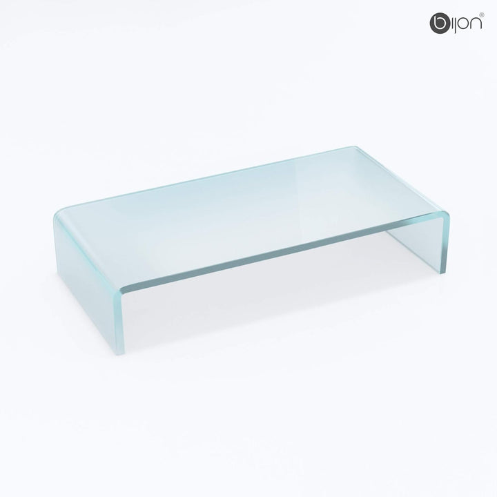 bijon TV Aufsatz Glas Bildschirm-Erhöhung | PC Monitor-Erhöhung, Schreibtisch-Aufsatz für Laptop | (