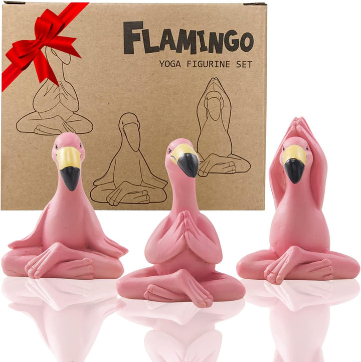 Yeomoo Yoga Flamingo Deko Figuren Miniatur Gartendeko für Aussen, scurrile Rosa Flamingo Figur, Feen