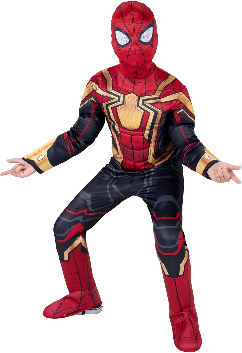 Marvel Jungen Deluxe Iron Spider Man Kostüm, Kinder Spiderman integrierter Anzug für Kinder Grösse M
