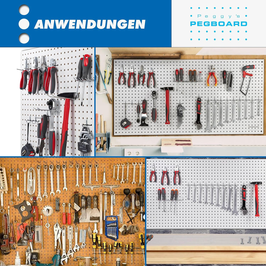 Pegboard 1 St. Werkzeugwand aus Holz (MDF) 120 x 60 x 0,5 cm - Lochung Ø7 mm Lochabstand 25,4 mm - w