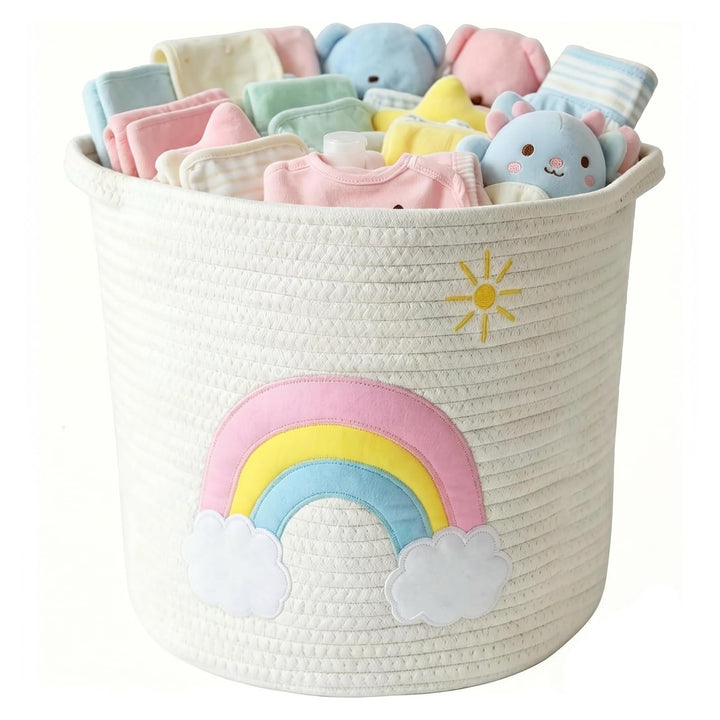 Aufbewahrungskorb Kinderzimmer Wickeltisch Organizer für Babys Kinder Spielzeug Korb, Regenbogenmust