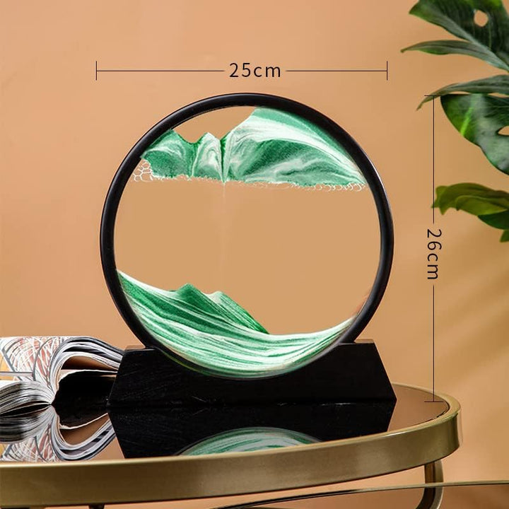 Arthink Bewegliche Sandkunst Bild in Bewegung, rundes Glas, 3D, Tiefseelandschaft, dynamische Sandku