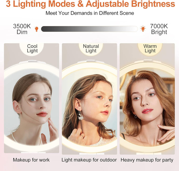 FUNTOUCH Wiederaufladbarer Schminkspiegel mit Beleuchtung, Reisespiegel mit 1X / 5X Vergrösserung, 3