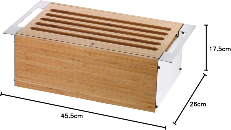 WMF Gourmet Brotkasten 43 x 25 x 15 cm, Bambus, Brotdose, Brotbox mit abnehmbarem Schneidbrett,