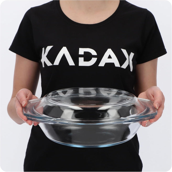 KADAX Auflaufform aus hitzebeständigem Glas, feuerfestes Gefäss, Glasbräter mit Deckel und Griffe, G
