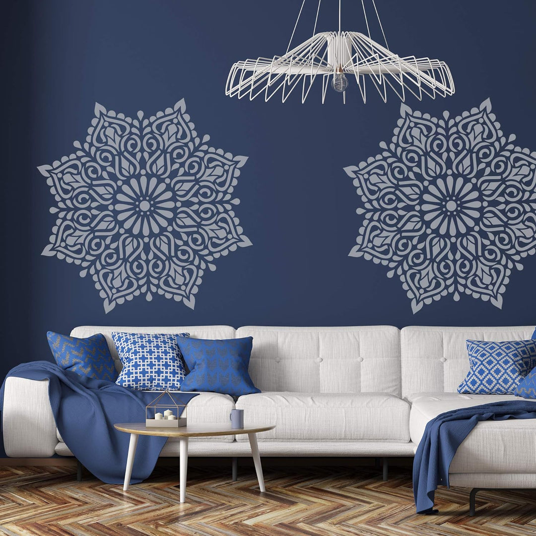 Wiederverwendbare Wandschablone aus Kunststoff // Quadratisches Mandala // Muster Schablone Vorlage