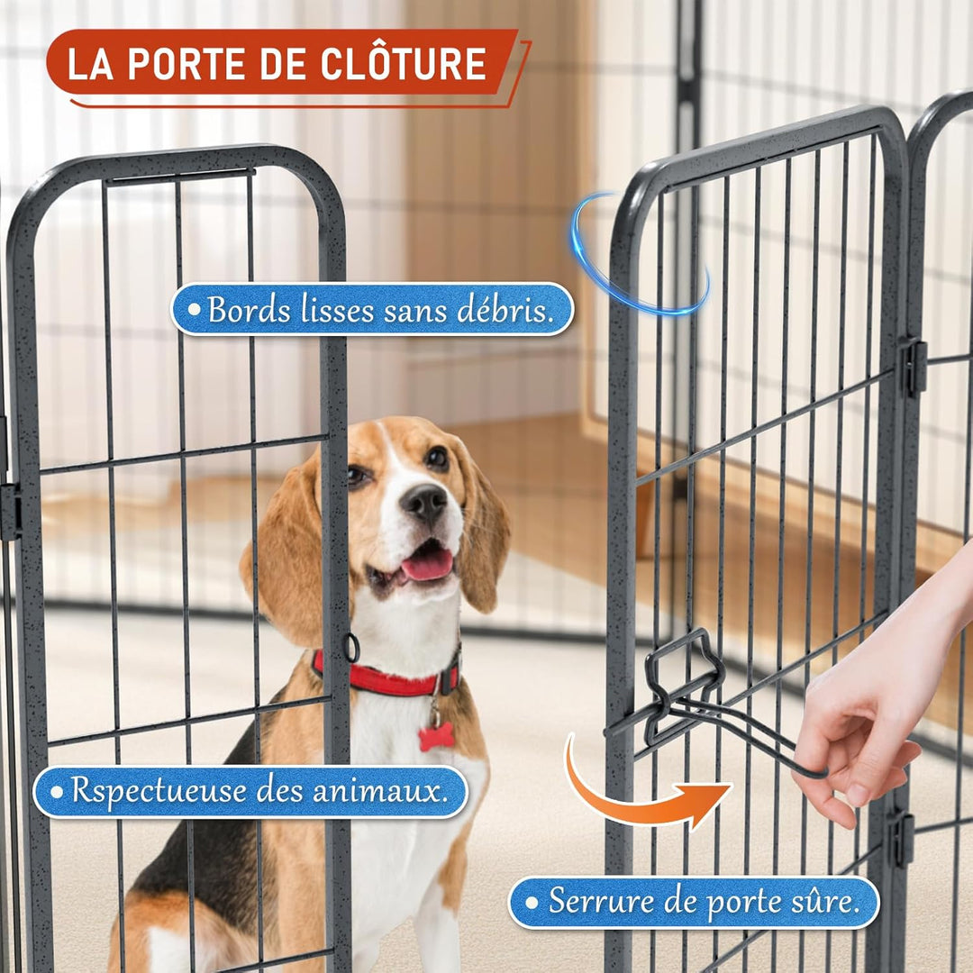 Qianruida Parc Enclos Pour Chiens 80cm x 80cm Haut Clôture Chiot Intérieur/Extérieur Animaux Grillag