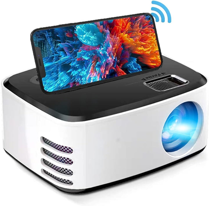 Kabelloser Mini Projektor, 1080P Wifi Projektor, kabelloser Projektor mit eingebauten Lautsprechern,