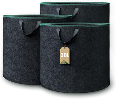 GardenGloss® Pflanzsack (3 Stück) - 30L Pflanztasche aus Vliesstoff - Pflanzentasche für Kartoffeln,