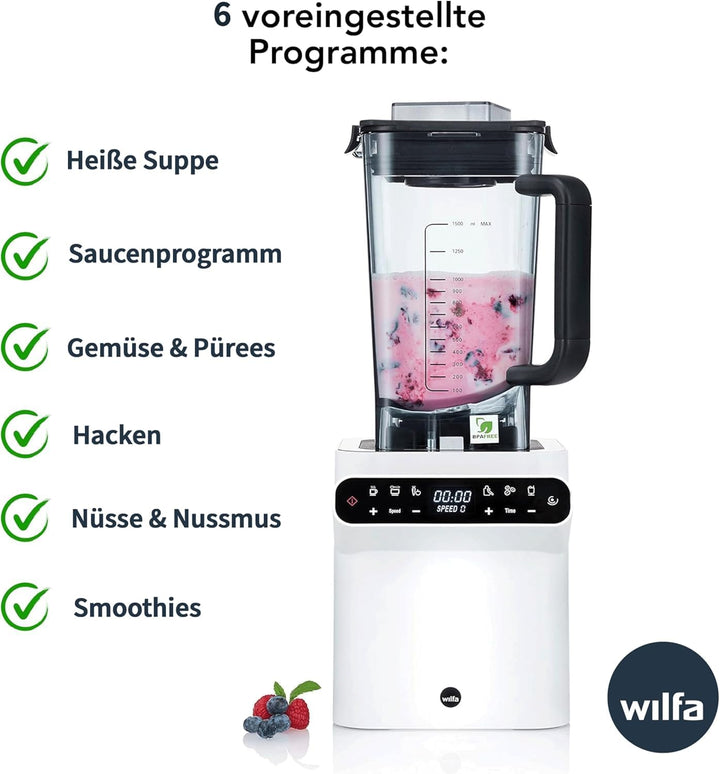 Wilfa POWER FUEL DIGITAL Standmixer - 1,5l Tritan-Krug bis 100°C, BPA-frei - 30.000 U/min. - 6 Progr
