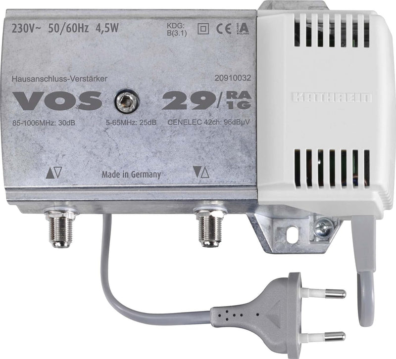 Kathrein VOS 29/RA-1G Hausanschluss-Verstärker (30dB, 85-1006 MHz, integrierter Rückweg 5-65 MHz akt