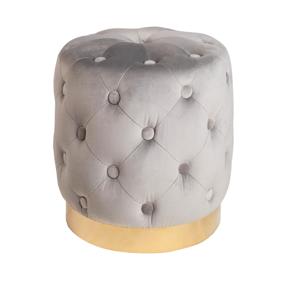 Riess Ambiente Eleganter Hocker MODERN BAROCK 37cm edel-grau Gold Samt Sitzhocker Samthocker, Grau G