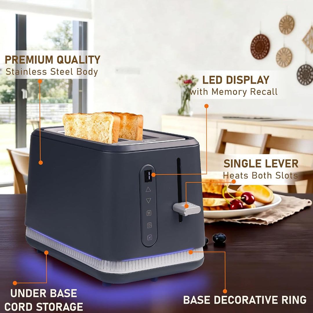 Huogary Toaster 2 Slices, Toasters Wide Slot, Bread Toaster with Cancel, Reheat, Defrost Function, T