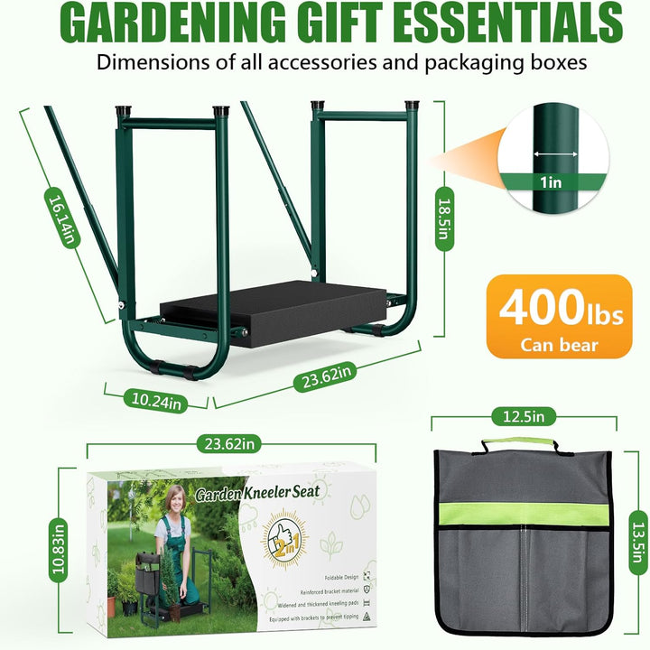 seasky Faltbare Gartenbank mit Knie- und Sitzfläche, Kippschutz-Gartenbank, verbreitert, dick, weich