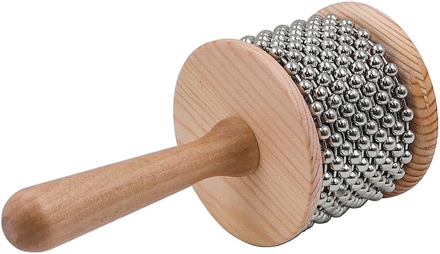 CENPEK Hochwertiges Cabasa-Percussion-Musikinstrument aus Holz mit Metallperlenkette
