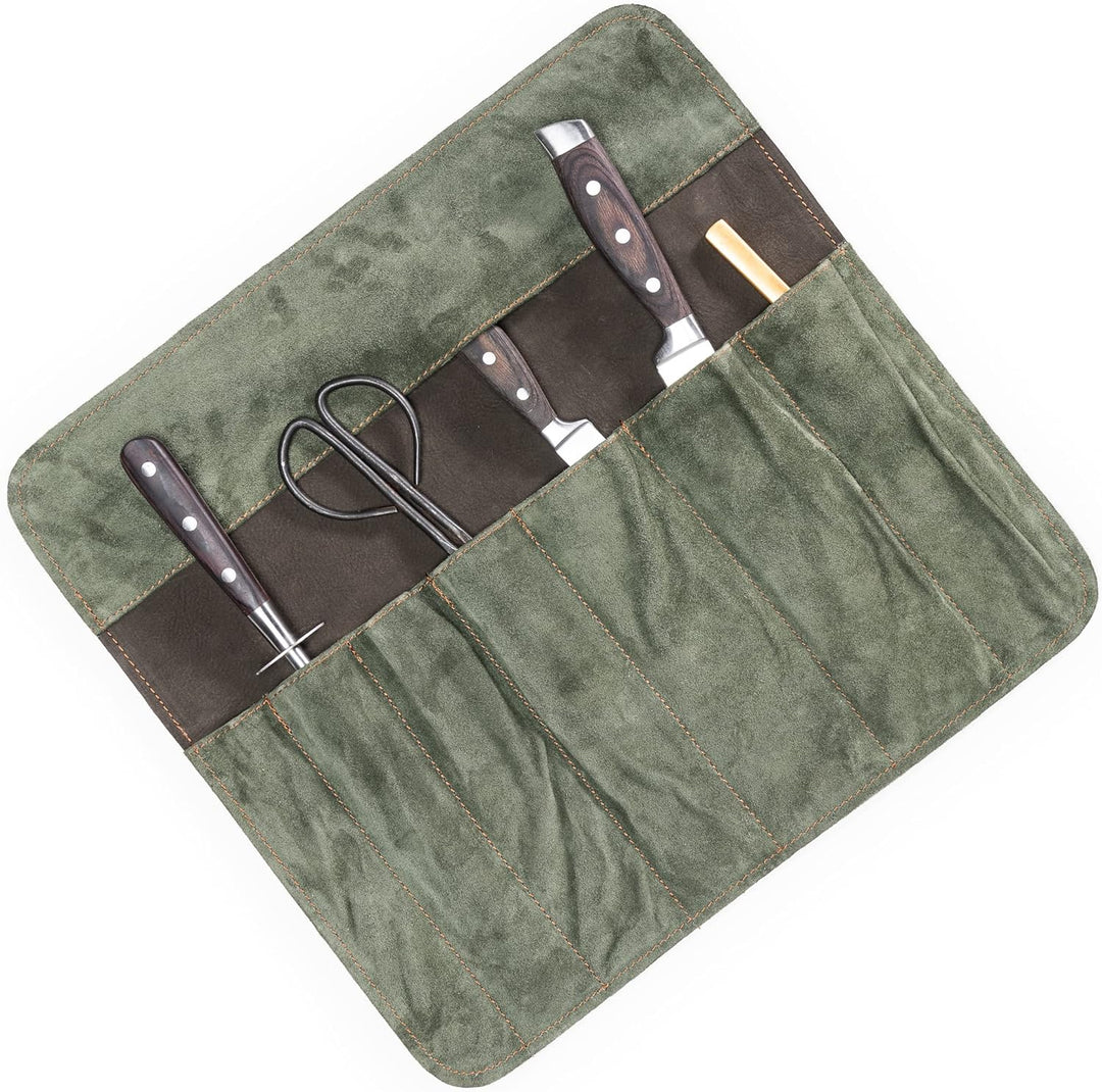 Angus Stoke Messertasche für Köche - Leder Kochmesserrolle gross – Messer Tasche Kochmesser verschli