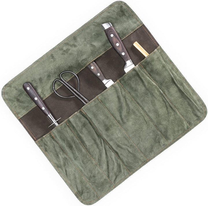 Angus Stoke Messertasche für Köche - Leder Kochmesserrolle gross – Messer Tasche Kochmesser verschli