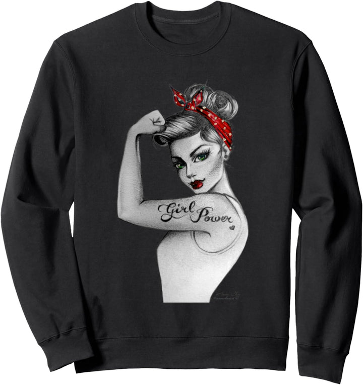 Girl Power Modern Rosie Pin Up Retro Art von Anne Cha Damen Sweatshirt