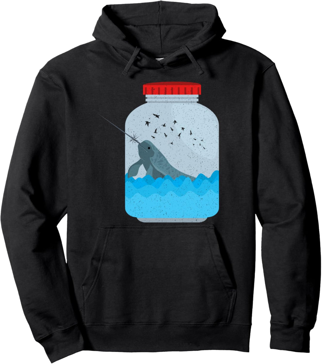 Lustiger Narwal Glas Narwal Einhorn des Meeres Geschenk Pullover Hoodie