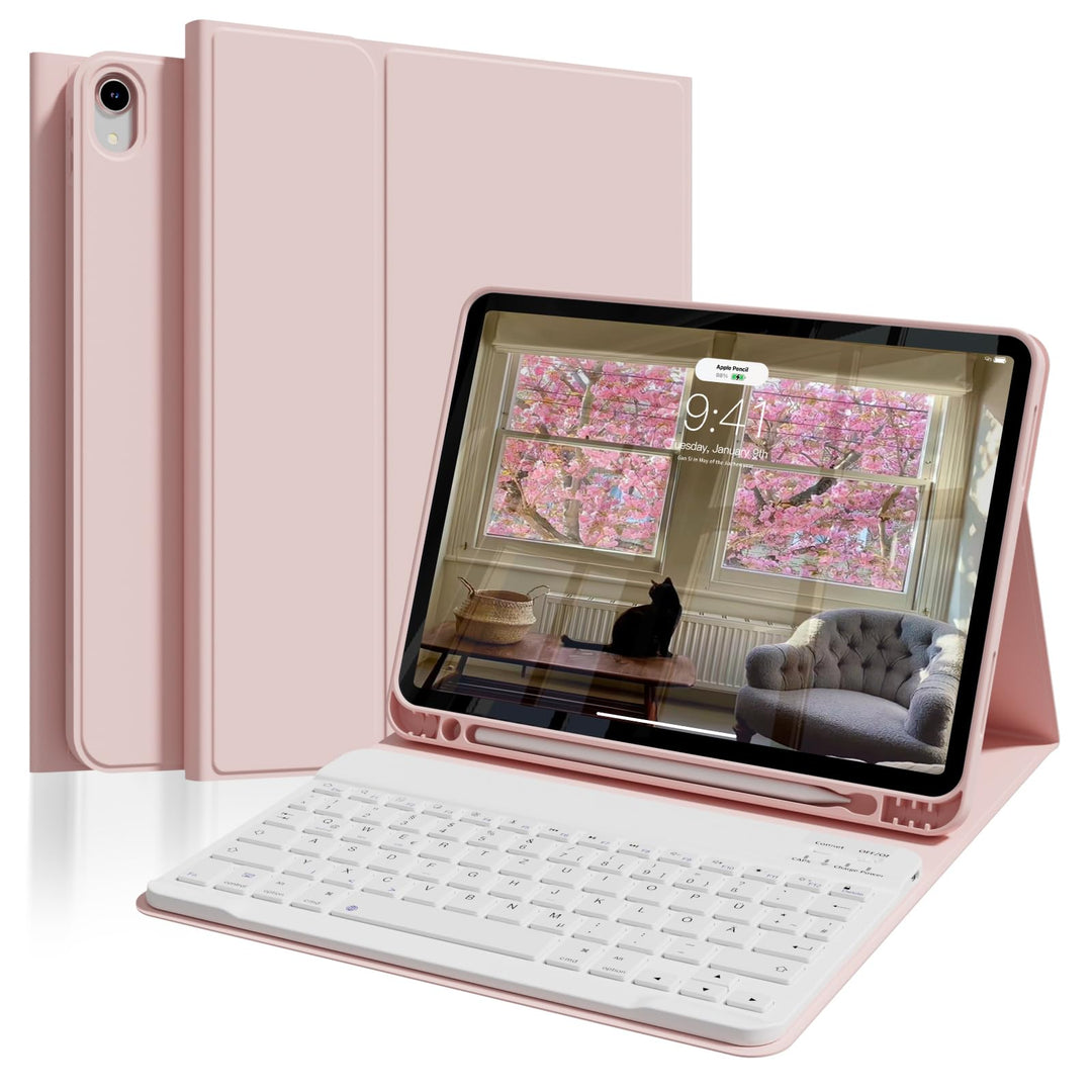 Hülle mit Tastatur für iPad Air 11 Zoll M4/M3/M2 (2026/2025/2024), iPad Air 5 4 2022/2020 10,9 Zoll,