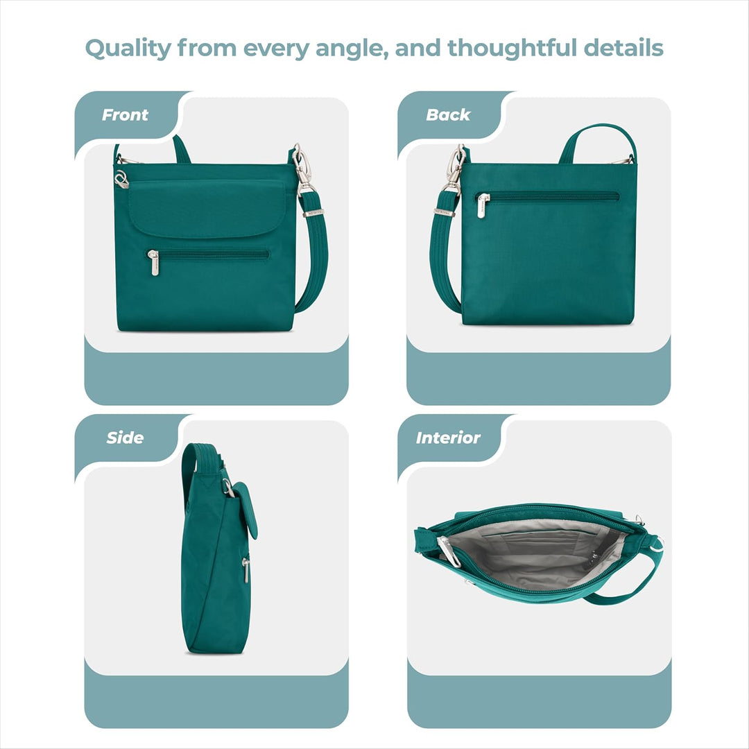 Travelon Unisex Anti-diebstahl Klassische Schultertasche Mini-Umhängetasche Fichte, Fichte