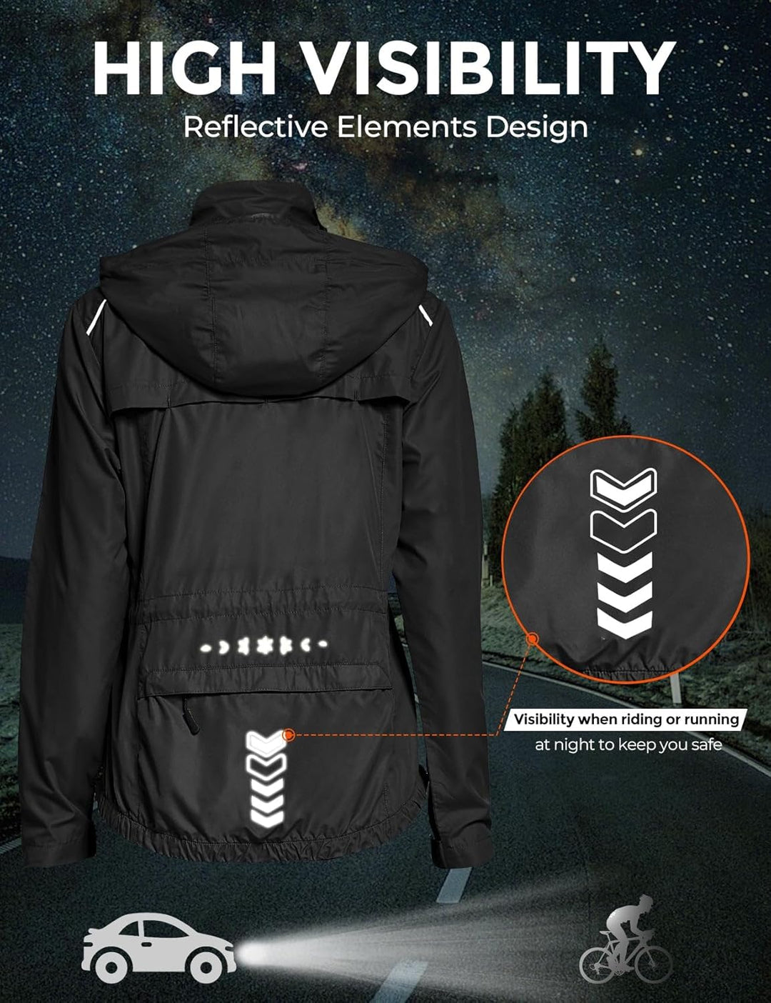 FitsT4 Damen Fahrradjacke Radfahren Laufen Jacken Leichtgewicht Wasserdicht Windbreaker Wanderjacke