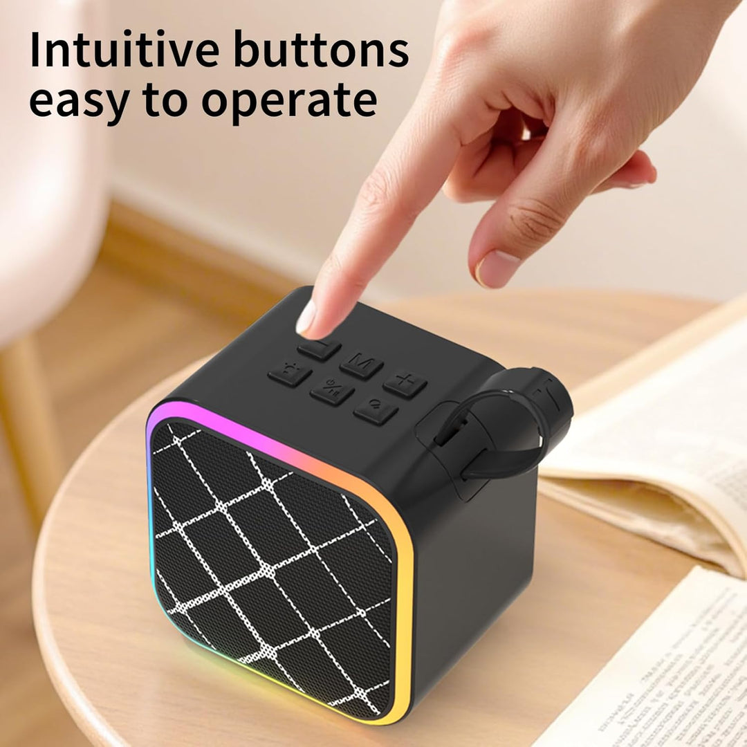 Mini Karaoke-Maschine 2 kabellose Mikrofone, tragbare Bluetooth Karaoke-Lautsprecher mit Tragegriff